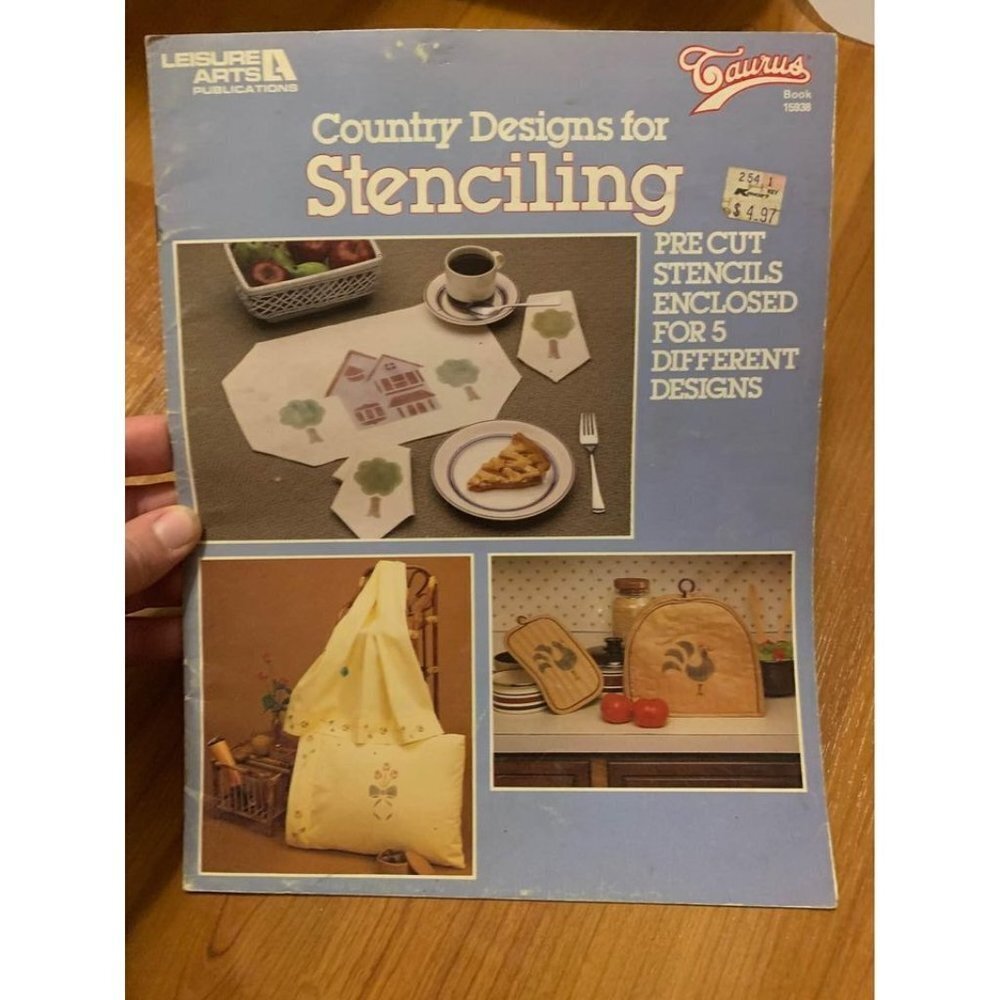 Vintage 1983 Country Designs for Stenciling Craft Book with Stencils by Leisure